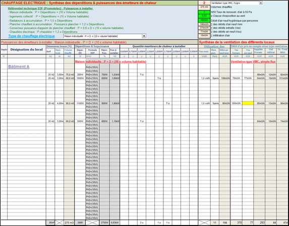 Programme calcul puissance chauffage electrique deperditions